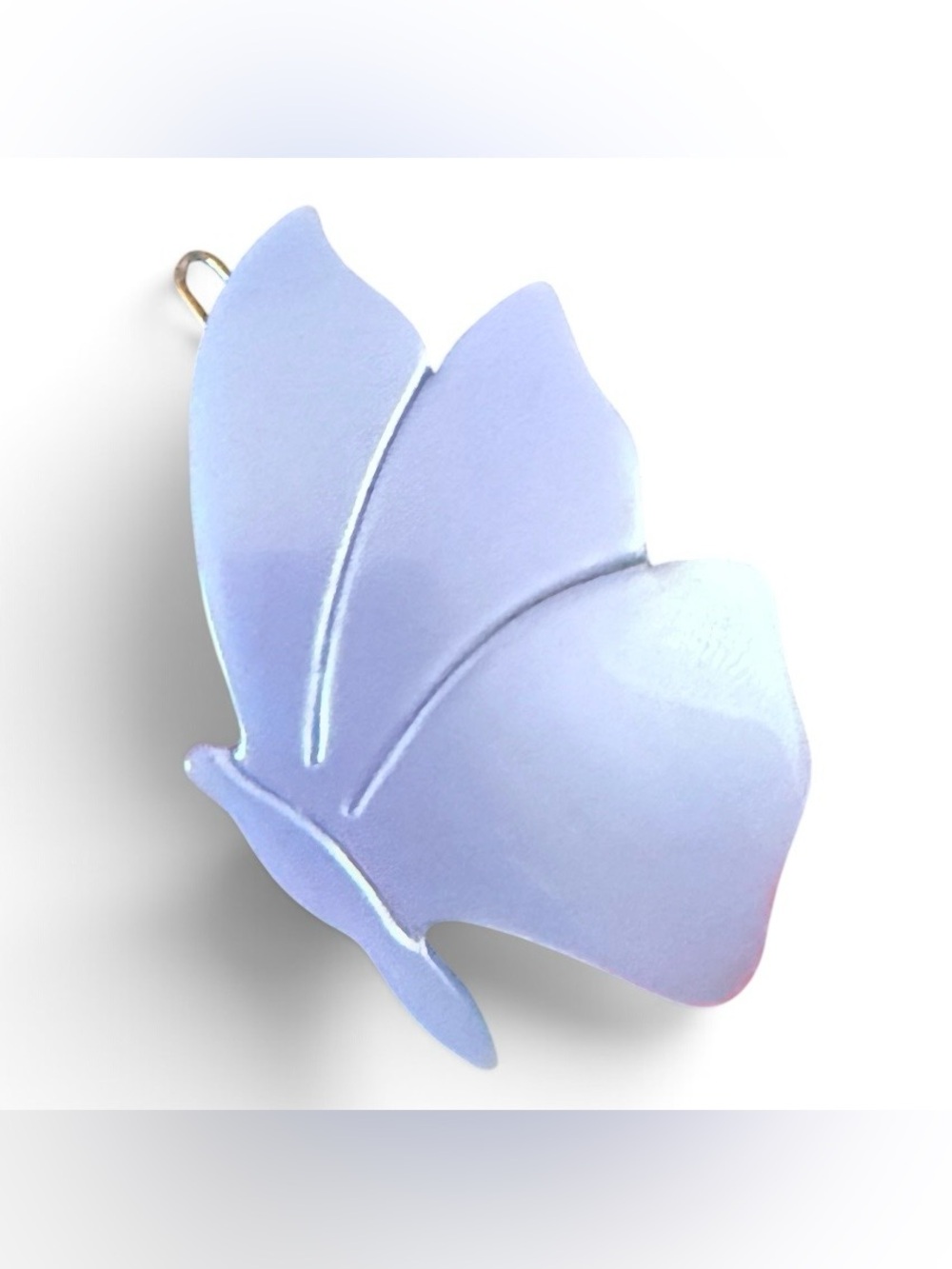 1970s French Butterfly Hair Clip Battette in Pearlescent Purple, 2.5”, Unworn